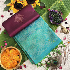 Vriksham Royal Wine With Teal Blue Color Border Pure Soft Silk Saree-VS4860