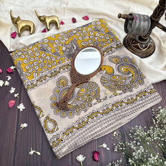 Vriksham Yellow Color Kalamkari Cotton Saree With Gatti Border-VS4547