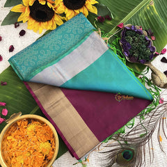 Vriksham Royal Wine With Teal Blue Color Border Pure Soft Silk Saree-VS4860