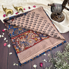 Vriksham Light Blue Color Kalamkari Cotton Saree With Gatti Border-VS4538