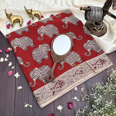 Vriksham Marron Color Kalamkari Cotton Saree With Gatti Border-VS4541