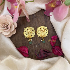 Premium Jadau Kundan Stud-Green Pearl-J2426