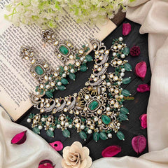 Green Victorian Diamond High Neck Choker-VV265