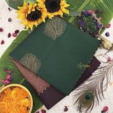 Vriksham Dual-Tone Bottle Green With Dark Coffee Border Pure Soft Silk Saree-VS4841