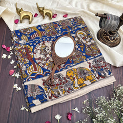 Vriksham Navy Blue Color Kalamkari Cotton Saree With Gatti Border-VS4543