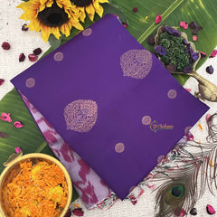 Vriksham Royal Blue Ikat Design With Pink Border Pure Soft Silk Saree-VS4853