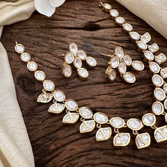 Trendy Rose Gold Moissanite Kundan Neckpiece-G13630