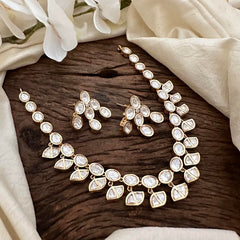 Trendy Rose Gold Moissanite Kundan Neckpiece-G13630