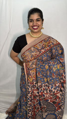 Vriksham Light Blue Color Kalamkari Cotton Saree With Gatti Border-VS4538