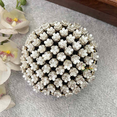 Vriksham Pristine White 3D Floral Hair Bun Cover With Hair Bun Cage Accessory-H1284