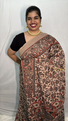 Vriksham Skin Color Kalamkari Cotton Saree With Gatti Border-VS4536