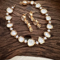 Simple Rose Gold Moissanite Kundan Neckpiece-G13619