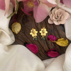 Red Floral Jadau Kundan Stud-J2434