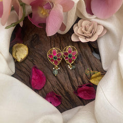 Elegant Floral Jadau Kundan Stud-J2432