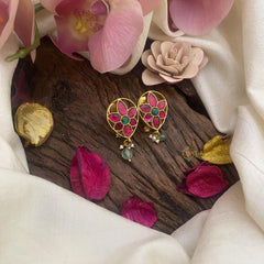 Elegant Floral Jadau Kundan Stud-J2432