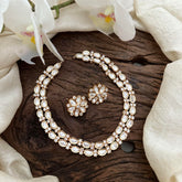 Fancy 2 Layer Rose Gold Moissanite Kundan Neckpiece-G13627