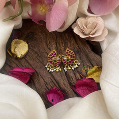 Peacock Shape Jadau Kundan Stud-J2435