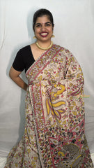 Vriksham Off White Color Kalamkari Cotton Saree With Gatti Border-VS4546