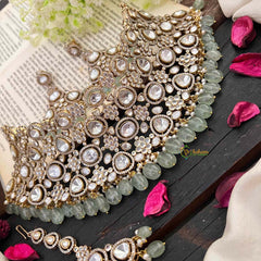 Bridal Statement Victorian Diamond Choker-Aqua Green Bead-VV1800