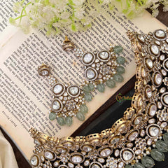 Bridal Statement Victorian Diamond Choker-Aqua Green Bead-VV1800