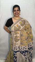 Vriksham Yellow Color Kalamkari Cotton Saree With Gatti Border-VS4547
