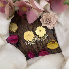 Jadau Kundan Floral Studs-Lotus-Pearl-J2410