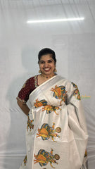 Vriksham Kerala Kasavu Saree With Kathakali & Mohiniyattam Printed Tissue Saree-VS4688
