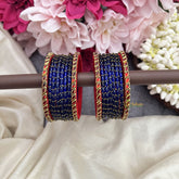 Vriksham Royal Sapphire Blue Bangles with Ruby Red Meenakari Borders-G19840