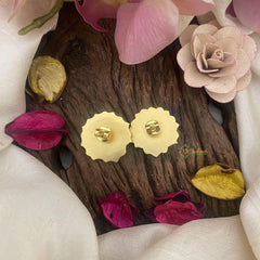 Jadau Kundan Lotus Studs-Blue-J2411