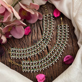 Luxury Gold-Plated Multi-Tiered Green & White Bridal Maatil-Vriksham-G22476