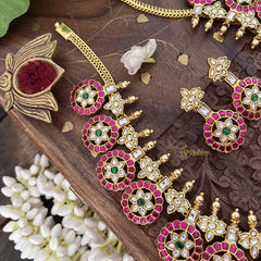 Vriksham Red Chakri With Gold Plated Style Kundan Jadau Short Neckpiece-J3350