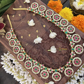 Vriksham 18 Chakri Style Kundan Jadau Long Neckpiece-Green Red White-J3353