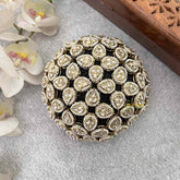 Vriksham Shimmering Teardrop Polki Bun Maker with Micro-Pearl Borders Style With Hair Bun Cage Accessory-H1291