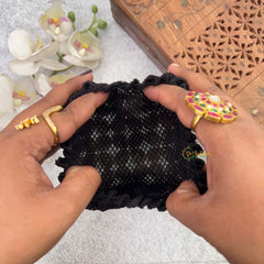 Vriksham Shimmering Teardrop Polki Bun Maker with Micro-Pearl Borders Style With Hair Bun Cage Accessory-H1291