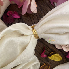 Precious Floral Jadau Kundan Finger Ring-Red White-J2550