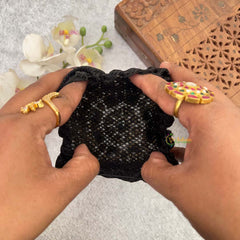 Vriksham Antique Gold-Finish Geometric Green Centerstones Style With Hair Bun Cage Accessory-H1292