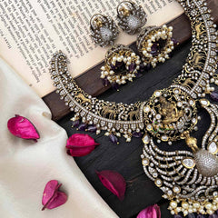 Victorian Diamond Lakshmi Hasli Neckpiece-Purple Bead -VV122