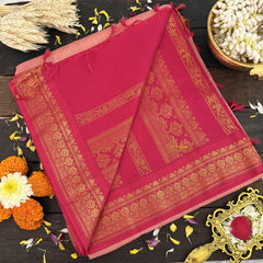 Vriksham Light pink With Red Border-Kalyani Cotton Saree-VS4554