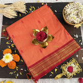 Vriksham Orange With Red Border-Kalyani Cotton Saree-VS4555