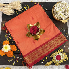 Vriksham Orange With Red Border-Kalyani Cotton Saree-VS4555