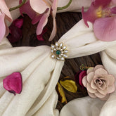 Jadau Kundan Lotus Finger Ring-White-J2543