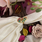 Premium Peacock Jadau Kundan Finger Ring-Green-J2549