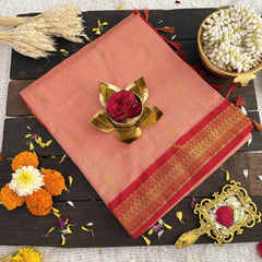 Vriksham Orange With Red Border-Kalyani Cotton Saree-VS4558