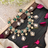 Stylish Floral Green Victorian Diamond Haram-VV1763