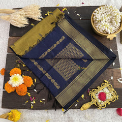 Vriksham Golden With Black Border-Kalyani Cotton Saree-VS4567