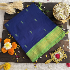 Vriksham Royal Blue With Lime green Border-Kalyani Cotton Saree-VS4562