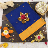 Vriksham Blue With Yellow Border-Kalyani Cotton Saree-VS4573