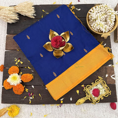 Vriksham Blue With Yellow Border-Kalyani Cotton Saree-VS4573