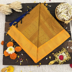 Vriksham Blue With Yellow Border-Kalyani Cotton Saree-VS4573