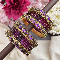 Vriksham Royal Purple Color With Lotus Style Silk Thread Bangle Set-G19872